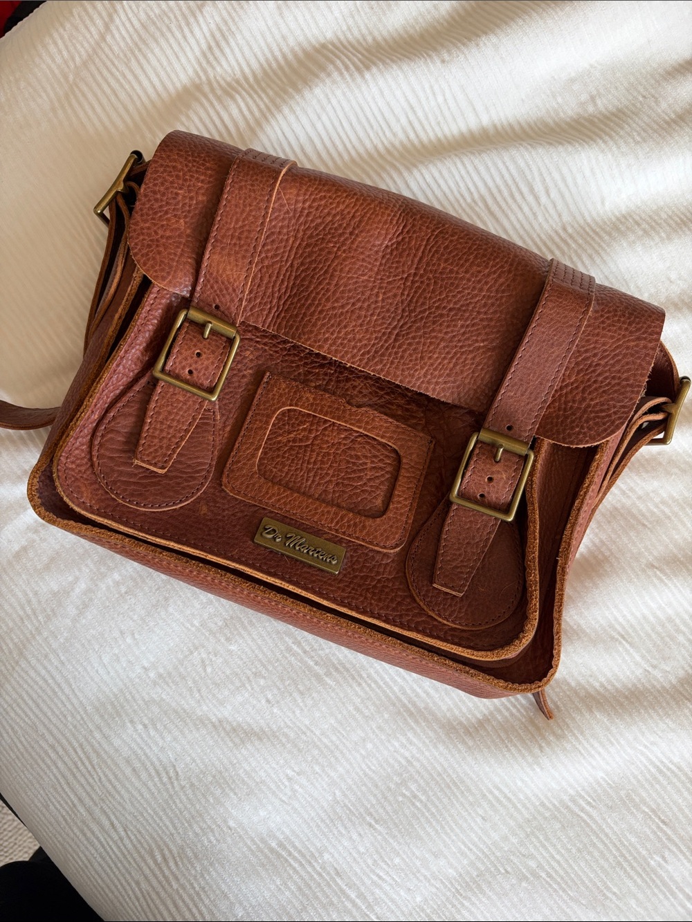 Dr. Martens 11” Brown Leather Messenger Bag - Tan